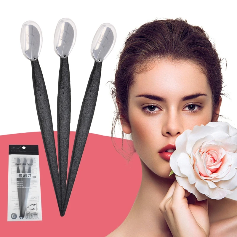 3pcs/set Eyebrow Razor Facial Hair Remover Eyebrow Trimmer Makeup Knife Shaper For Women Razor With Cap Knife Brochas eyebrow trimmer set,eyebrow trimmer,eyebrow razor set,eyebrow trimmer blade