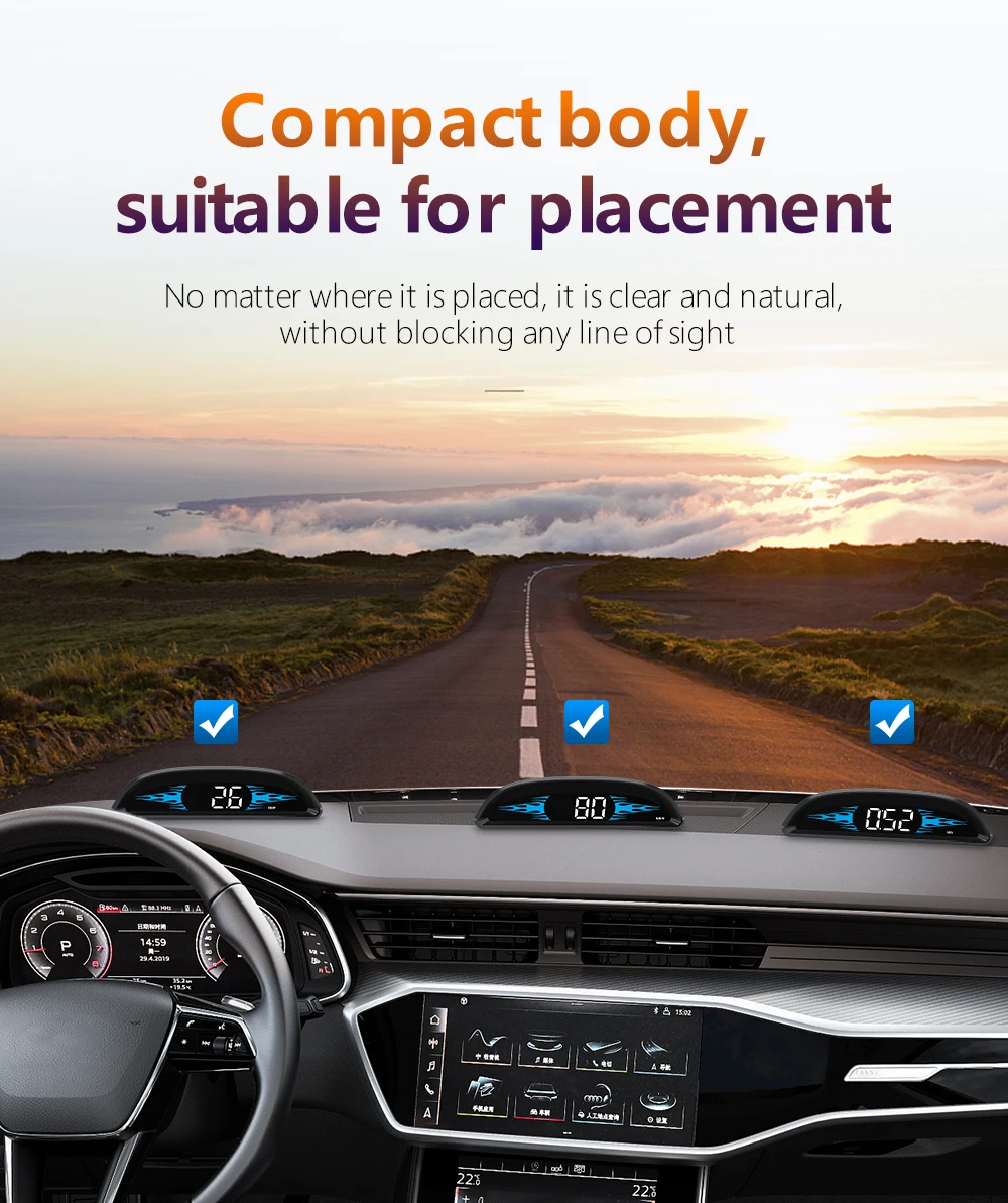 G2 B2 Head Up Display GPS / OBD Multifunctional Smart Car HUD Digital Speedomete