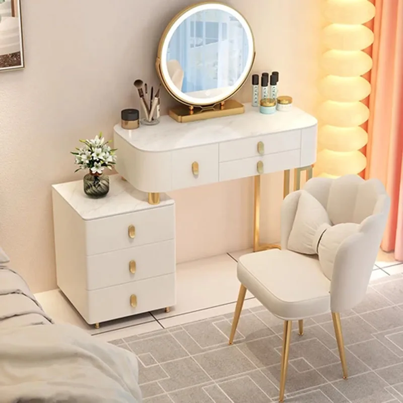 

European Luxury Dressing Table Princess Container Storage Lacquer Dressers Chair Organizers Schminktisch Furniture Decoration