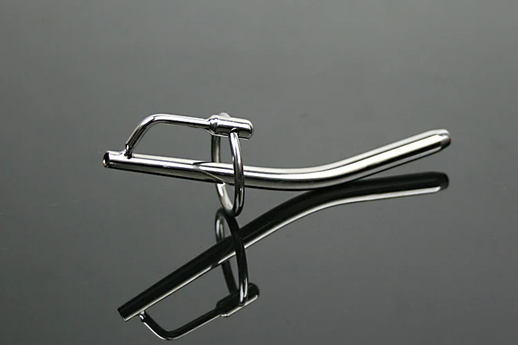 Male Stainless Steel Catheter Tube W Cock Ring Urethral Sounding Stretching Stimulate Penis Plug Adult BDSM Sex Toy A526
