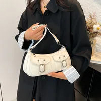 Petit sac à main en cuir PU pour femme, sacs sous les bras pour femme, sacs à main à double poche, pochette vintage, mode initiée, Y2K 3