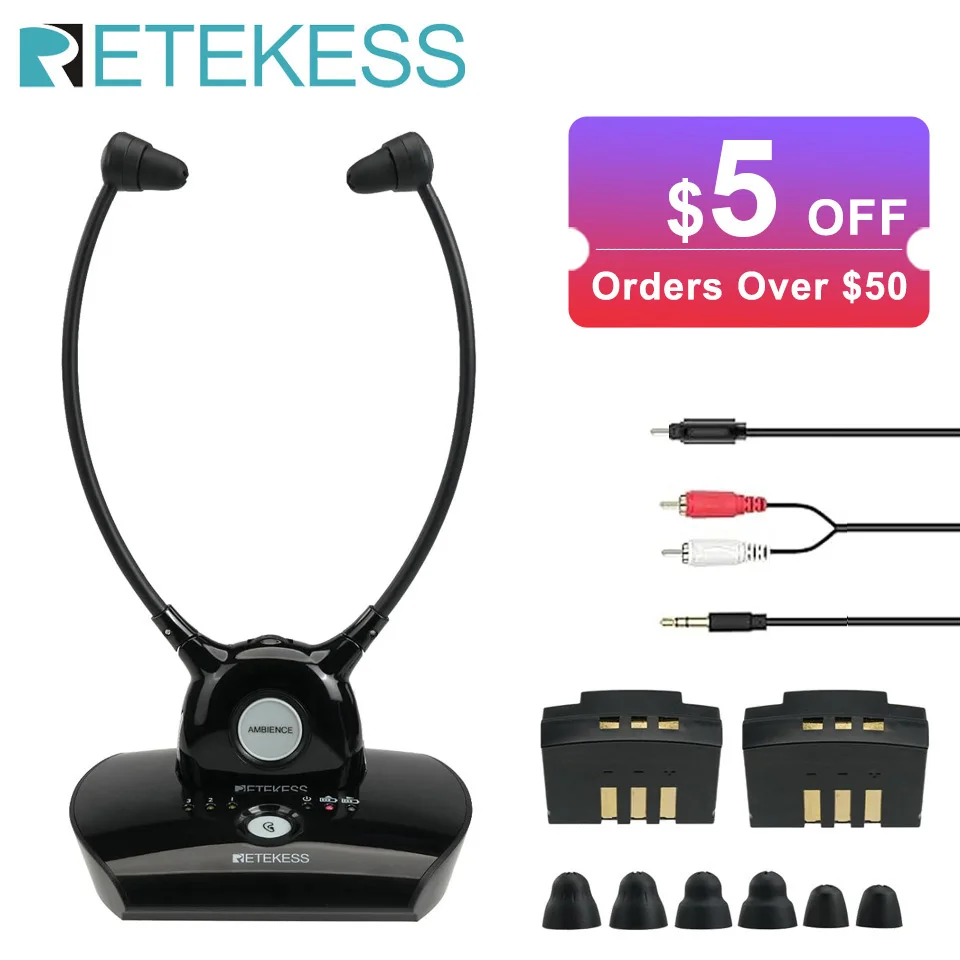 Retekess TA008 TV Hearing Aid Headphone Wireless TV Headset System