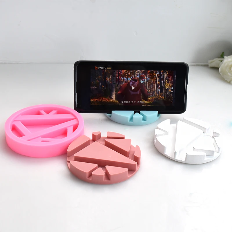 Round Mobile Phone Stand Concrete Mold Silicone Mold Phone Holder Epoxy