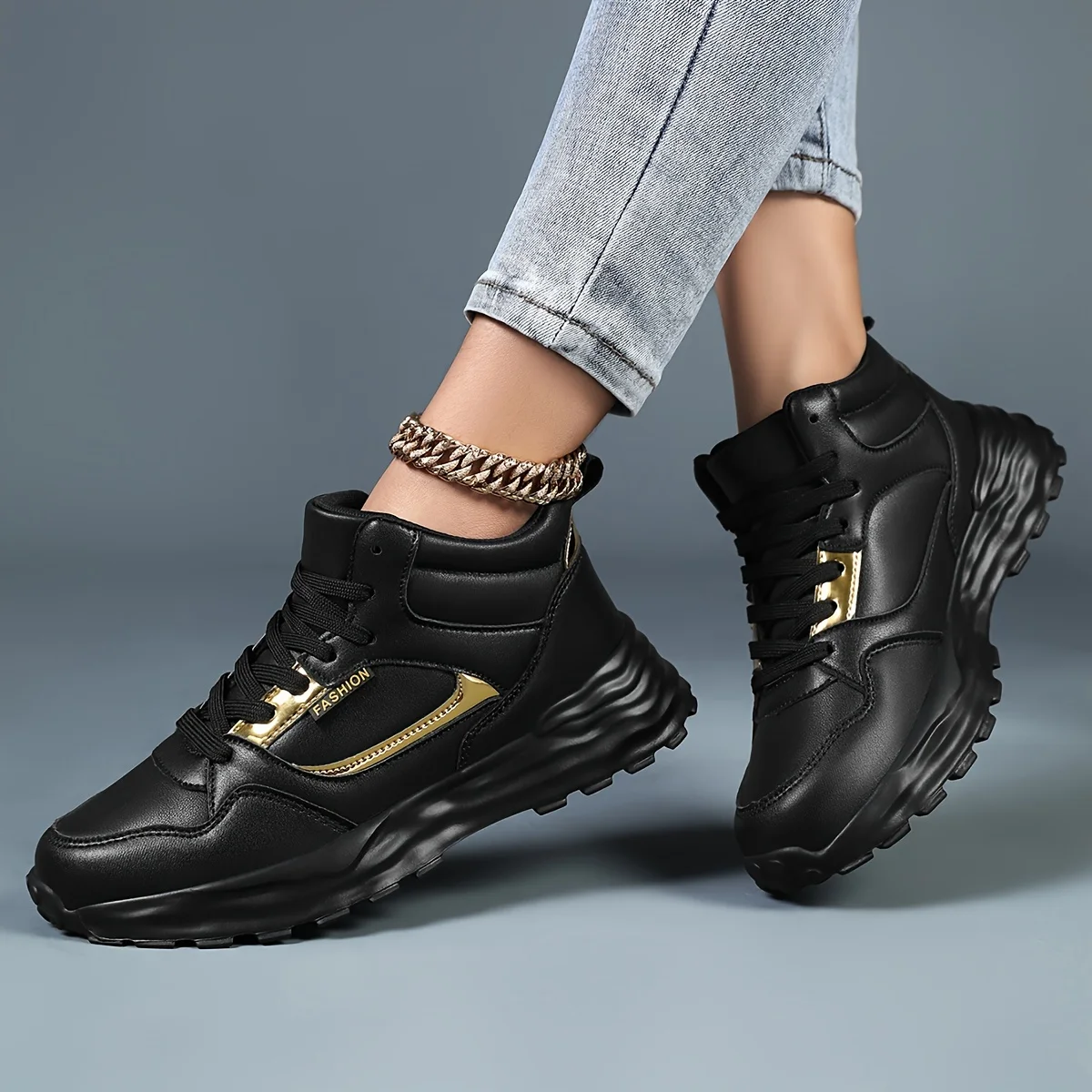 حذاء رياضي نسائي خفيف الوزن متوسط الجودة - حذاء جري كاجوال برباط، نعل حذاء إيفا غير قابل للانزلاق