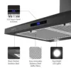 Tieasy 30 inch 450 CFM Touch Panel Permanent Filters LED Lights Range Hood for Kitchen USGD2475 5