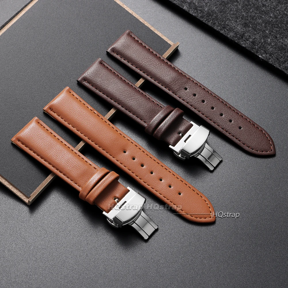 Elegant Calfskin Watch Band with Butterfly Clasp