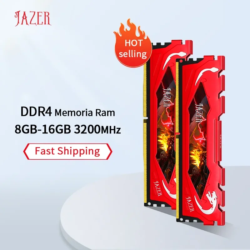 JAZER Desktop Memory DDR4 16GB 8GB 3200MHz New Dimm Memoria Rams PC4 Desktop Gaming Memory Support Motherboard DDR4 Memory