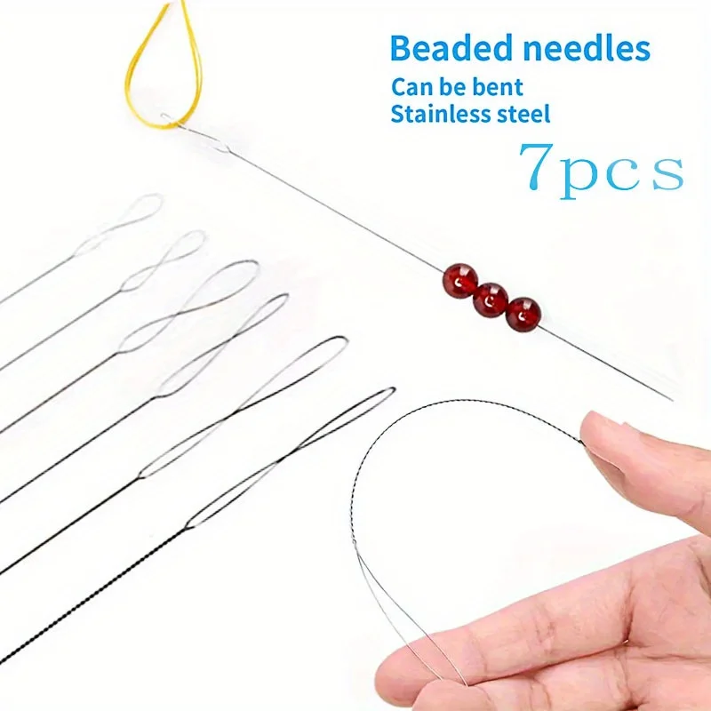 7pcs Stainless Steel Bead Needles Magical Fine Bead DIY Jewelry Making Tools Handicrafts Bead Accessories Sturdy Durable Flexib