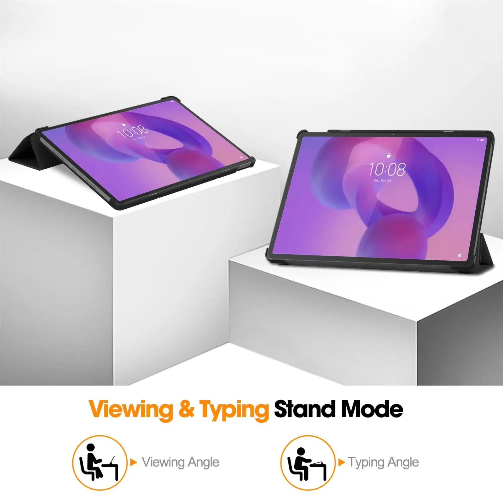 Premium PU Leather Cover with 3-Fold Stand and Auto Sleep/Wake Feature