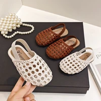 Sandales tissées traditionnelles pour jeunes enfants, été 2026, nouvelles chaussures plates rétro pour bébés, sandales décontractées pour filles, chaussures pour bébés 1