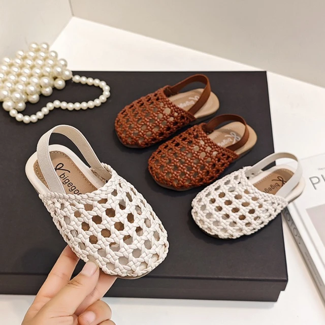 Sandales tissées traditionnelles pour jeunes enfants, été 2026, nouvelles chaussures plates rétro pour bébés, sandales décontractées pour filles, chaussures pour bébés 1
