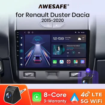 AWESAFE Radio inalámbrica CarPlay Android Auto para Renault Duster Dacia 2015 2016 2017 2018 2019 2020 GPS RDS DSP FM 4G LET 1