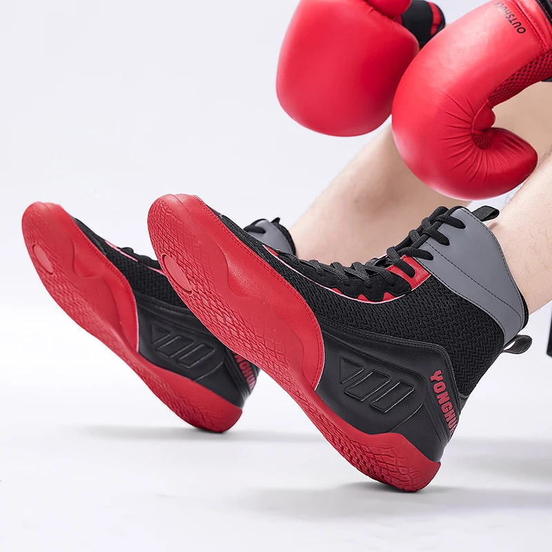 New professional wrestling and boxing shoes, men's mesh breathable training wrestling boots, light sneakers