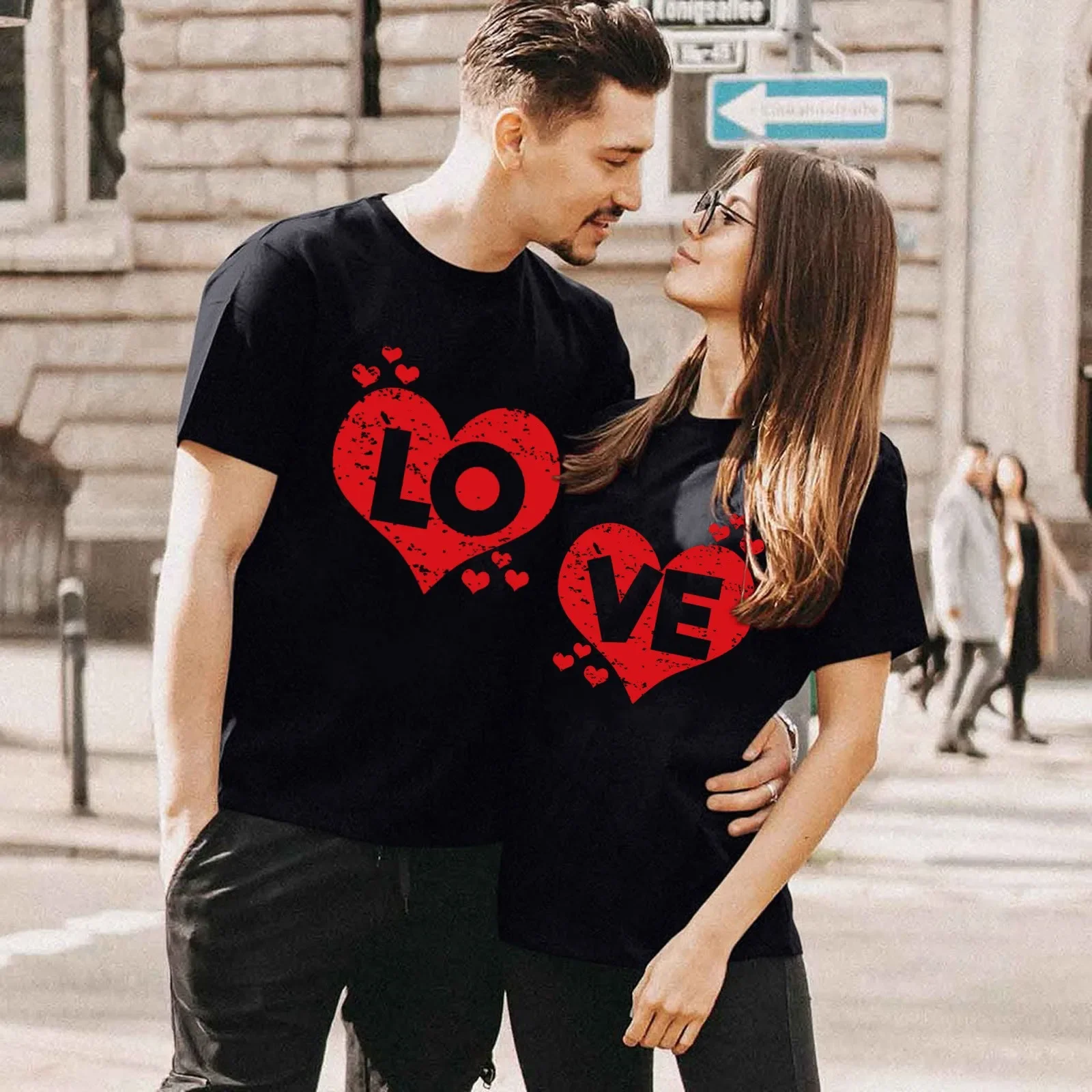 

Женская футболка для влюбленных, подходящая Повседневная футболка для милой пары, романтичная летняя футболка для пары, мужские хлопковые топы