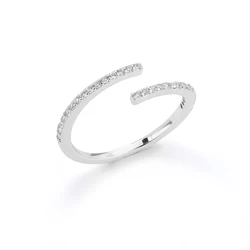 Elegant Zircon Twist Chain Open Ring - Women's Geometric Stainless Steel Jewelry - Resizable (Silver Color)