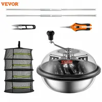 VEVOR Leaf Bowl Trimmer,19'' Trimmer Bowl,Manual Bud Trimmer w/Stainless-Steel Blades for Twisted Spin Cut,Clear Visibility Dome 1