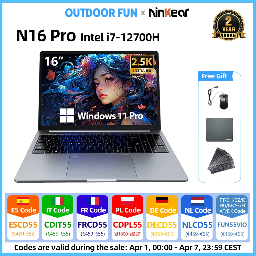 Ninkear N16 Pro Laptop 16GB 512GB z EU za $551.37 / ~2105zł