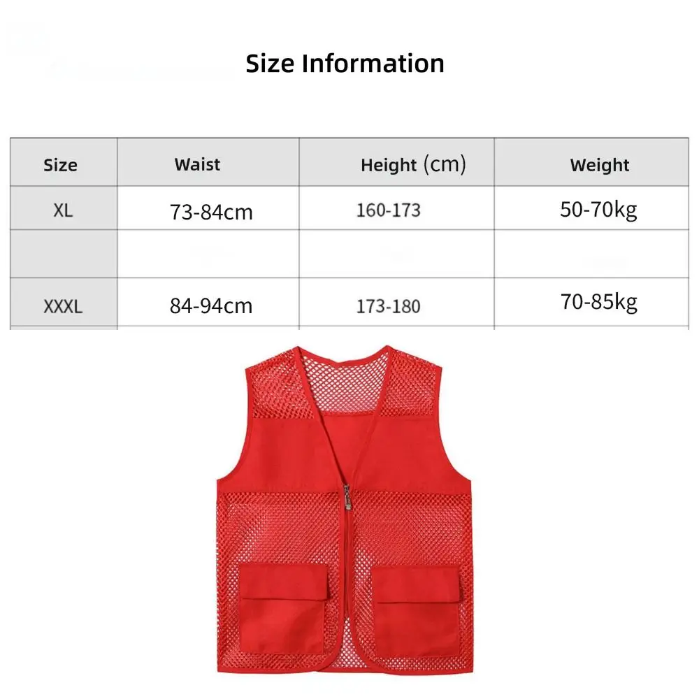 남성 여성 메쉬 안전 조끼 일반/반사 스트립 포함 지퍼 V 넥 조끼 민소매 스타일 시스루 조끼 여름 시즌