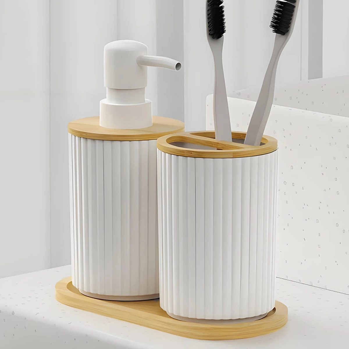 Toothbrush cup holding brushes