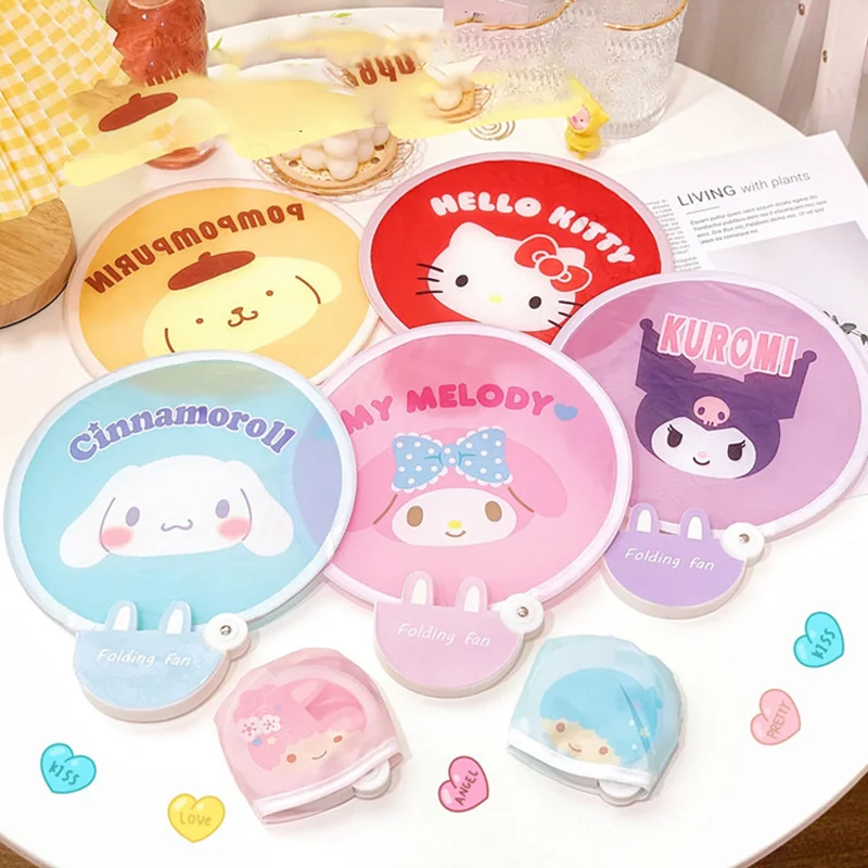 Kawaii My Melody Hello Kittys Kuromi Sanrioed милый мультяшный веер летний Портативный Складной