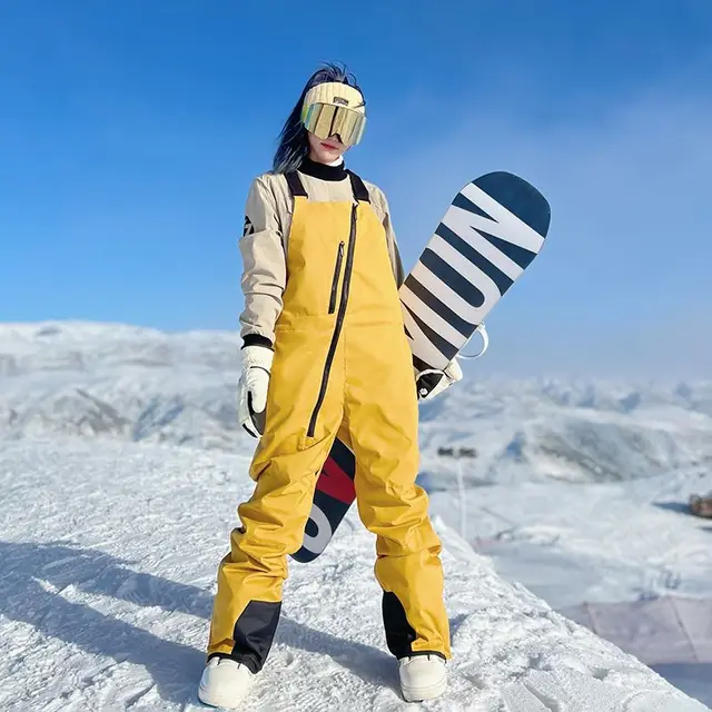 Men s women s snow bibs skiing overalls adjustable snowboarding bibs outdoor waterproof insulated ski pants