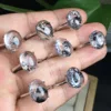 1 Pc Fengbaowu Natural Herkimer Diamond Ring Oval Cabochon 925 Sterling Silver Crystal Healing Stone Jewelry Gift  For Women 2
