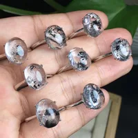 1 Pc Fengbaowu Natural Herkimer Diamond Ring Oval Cabochon 925 Sterling Silver Crystal Healing Stone Jewelry Gift  For Women 2