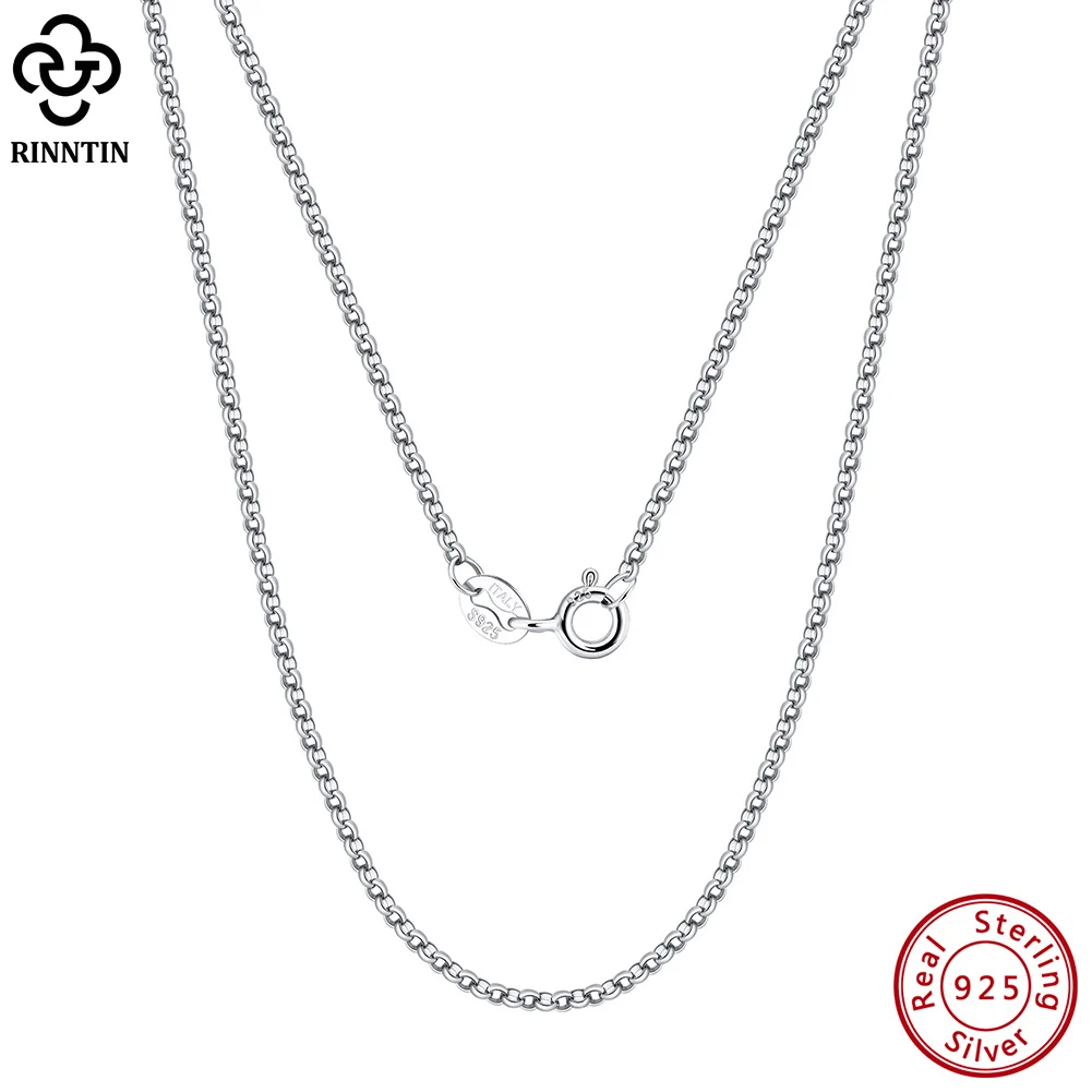 

Rinntin 925 Sterling Silver Italian 1.5mm Handmade Circle Rolo Link Chain Necklace for Women Girl Fashion Chain Jewelry SC61