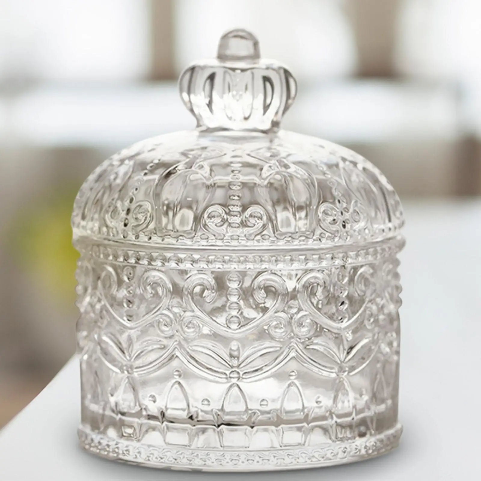 Vintage Crown Glass Jar Decorative Candy Jar Jewelry Organizing Box Container for Candy Snacks Hair Accs Cosmetic Bracelets