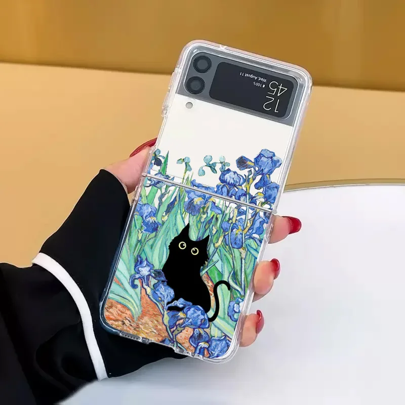 Retro Van-Gogh Black Cat Transparent Clear Phone Case Cover