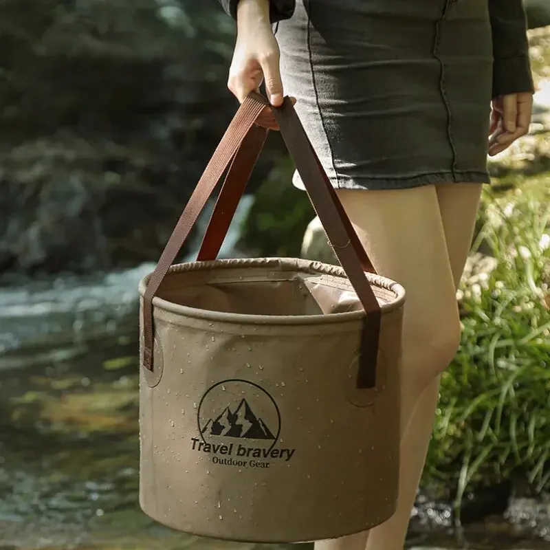 5/10/20L Folding Portable Bucket Cover Car Wash Fishing Bathroom Tool Silicone Bucket Outdoor Camping Household Supplies