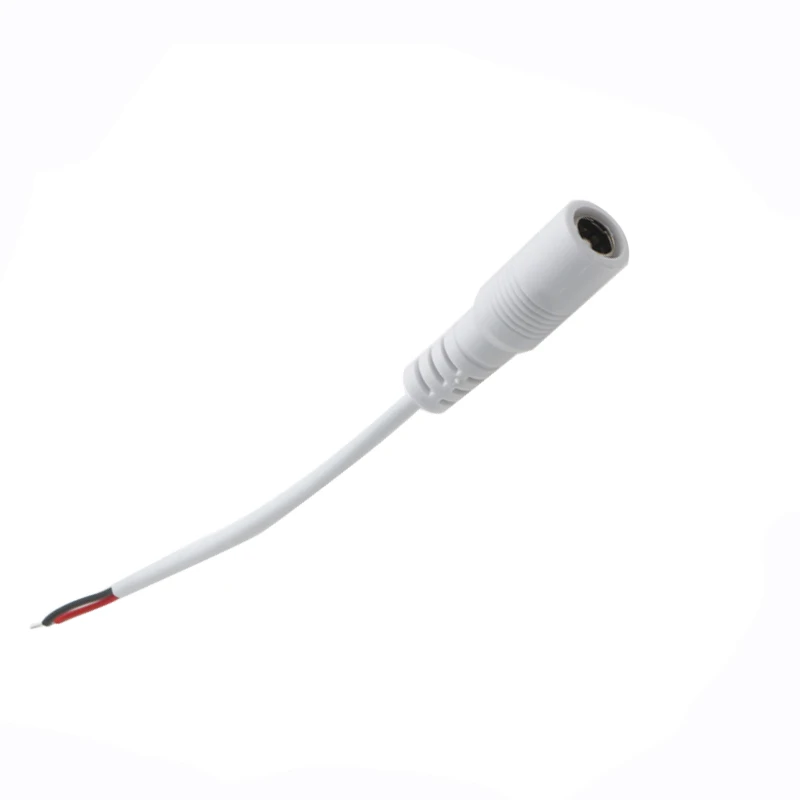 DC 케이블 순수 구리 와이어 암수 커넥터, PVC 절연 전원 코드, 피그테일-펜 엔드 화이트 12V 공급, 5.5x2.5 2.1mm