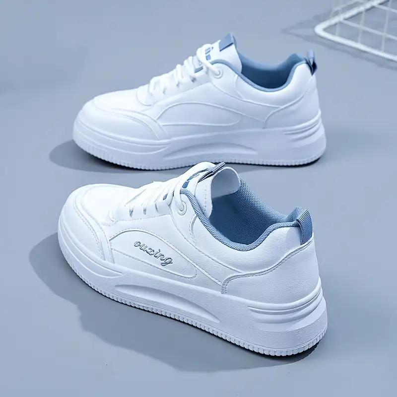 

Women's Classic Lace-Up Skate Shoes, Casual Faux Leather Low Top Sneaker, Women's Footwear