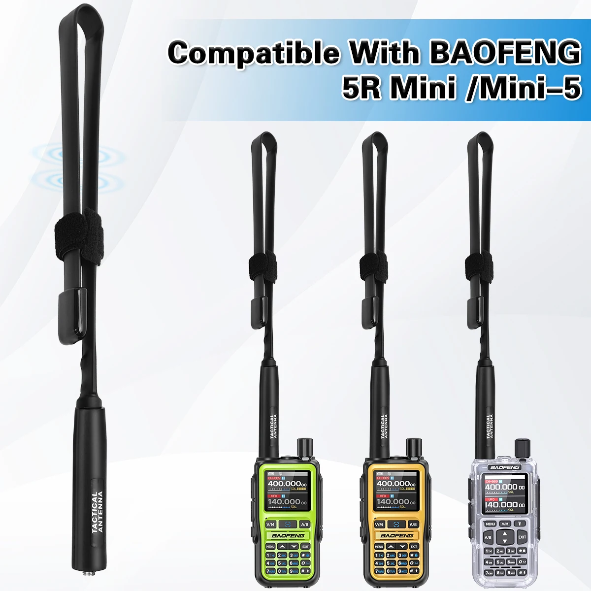 ABBREE 5R 미니 CS 전술용 워키 토키 안테나 Baofeng MINI-5 햄 라디오용 듀얼 밴드 SMA-여성 48CM 접이식 안테나