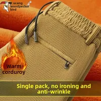 Retro Hong Kong Style Corduroy Men's Winter Thickened Fleece Comfortable Elastic Slim Fit Casual Long Pants