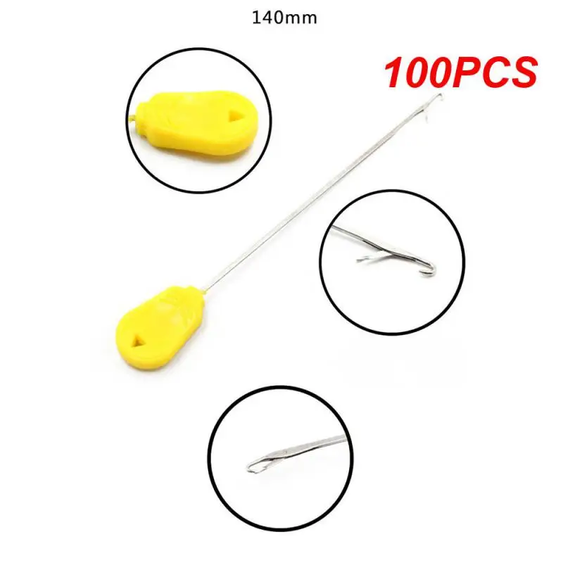 

100PCS Convenient Crochet Tongue Type Wear Bait Needle Anti-slip Fishing Tools Take Crochet Quick Fish Crochet Yellow