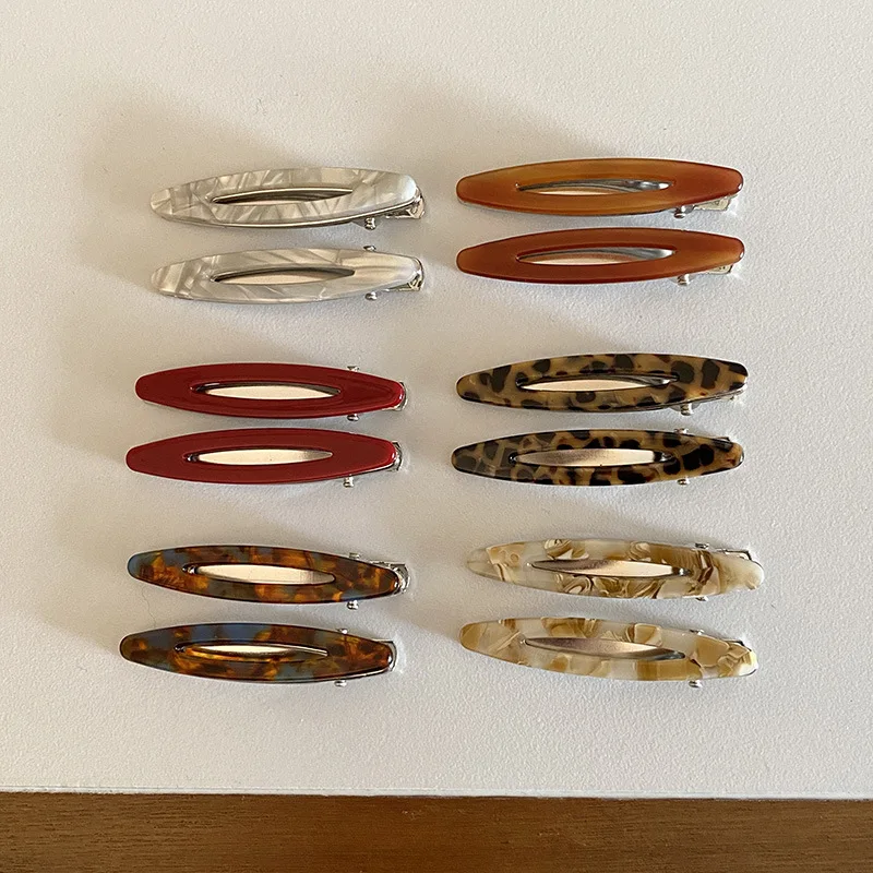 2 teile/satz Acetat Haar Clips Höhlte Oval Geometrische Barrettes Seite Pins Haarnadel Frauen Haar Zubehör – Detail 1