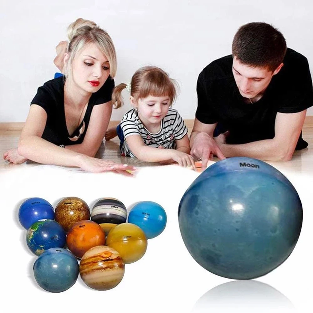 Colorful 6.3cm Sponge Ball Solar System Bouncy Ball Ball Toy Eight Planets Earth Globe Ball Moon Star Ball Printing Star Ball