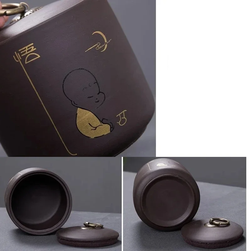 New Large-capacity Household Tea Sealed Jar Kitchen Dried Fruit Food Moisture-proof Storage Cans Purple Sand Tea Storage Tank