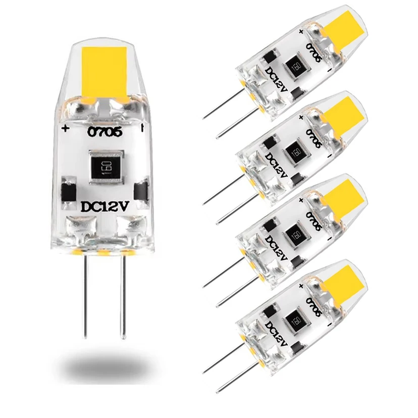 5 Pack G4 Cob Led Bulb Mini 12V DC 1.5W Equivalent 10W 15W T3 Halogen Lamp JC Bi-Pin Base for Indoor Outdoor Landscape Lighting