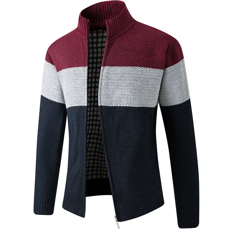 Men Cardigan Sweater 2023 Autumn Winter New Stand-up Collar Warm Casual Fashion Male Clothing Plus Velvet Knitted Sweater Jacket