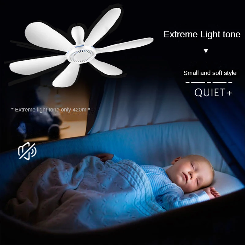 Silent 6 Leaves Usb Powered Ceiling Canopy Fan For Camping Bed