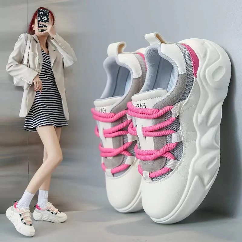 

Korean Fashion Breathable Little White Shoes 2023 Autumn New Student Thick Sole Versatile Casual Sports Board Shoes Lightweight