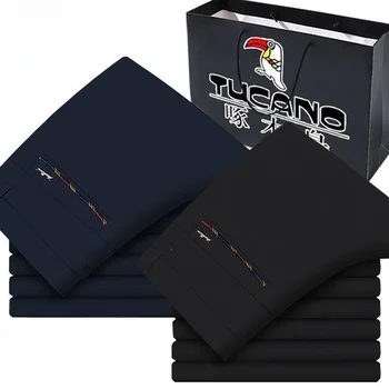 2024 New Men's Dress Pants Black Suit Pants Straight Slim Stretch Business Trousers Korean Style 2