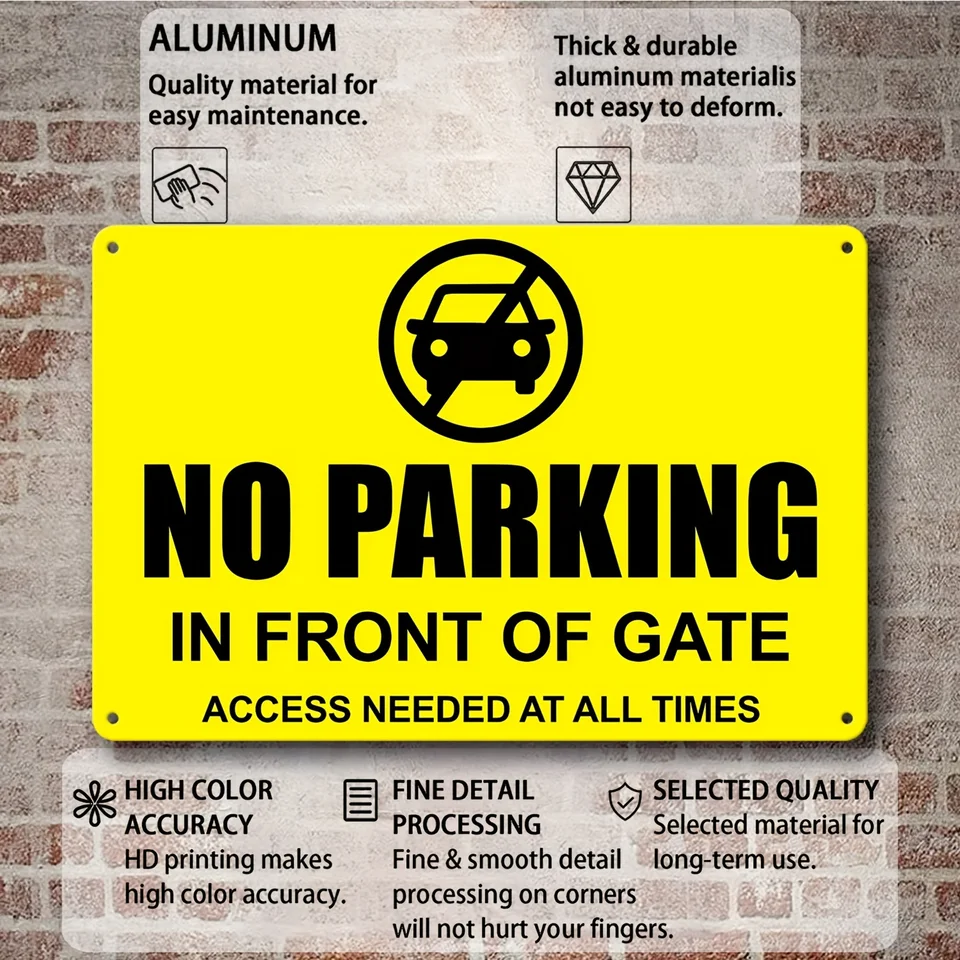 No Parking Do Not Block Entrance Aluminum Metal Sign – Novelty Wall Art Decor, Multi-Color