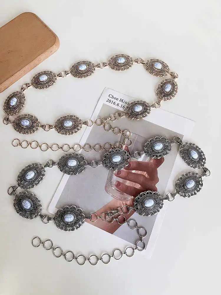 1pcs Women's Korean Version Ins Retro Decorative Metal Thin Waist Belt Chain Unique High-End Ethnic Wind Fashion Belt