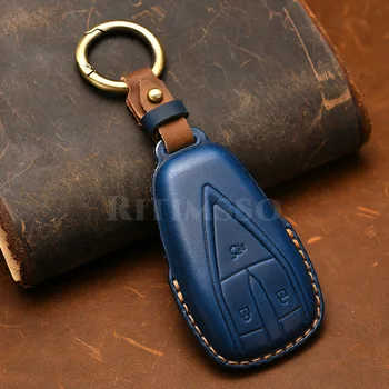 Custodia per chiave auto in pelle retrò per Changan CS35 Plus CS55 Plus CS75 Plus 2019 2020 accessori per guscio chiave a distanza - Custodia per chiave auto in pelle retr per Changan CS35 Plus CS55 Plus CS75 Plus