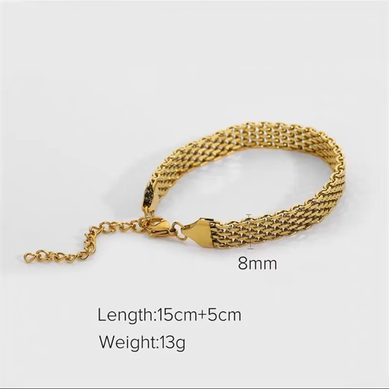 Stainless steel bracelets stainless steel jewelry Gold Plated Stainless Steel Watch Belt Stacking Bracelet for Women Occident Metal Texture New Design Bracelet Jewelry Gifts
