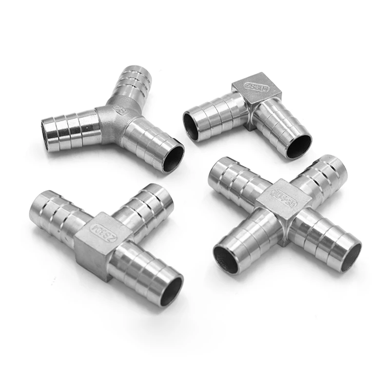 6/8/10/12/13/14/15/16/20/25mm T-shaped Y-shaped L-shaped Cross Barb Hose Joint Separator 304 Stainless Steel Water Gas Fuel