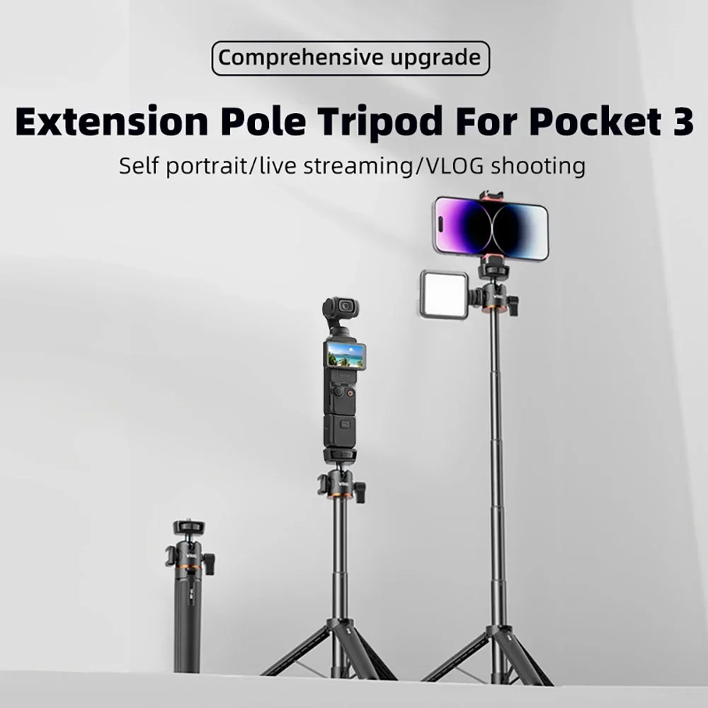 Flymile Selfie-Stick Stativ für DJI Osmo 360/Action 6/Pocket 4/3/Gopro/Insta360 Ace Pro 2/X5 X4, mit 1/4 Zoll Schraube, Vlog-Zubehör – Detail 1